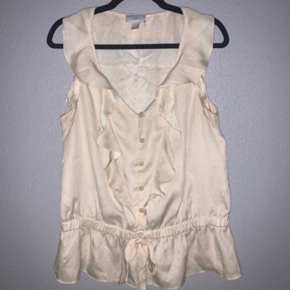 NWoT LOFT Champagne Sleeveless Tank Blouse- L